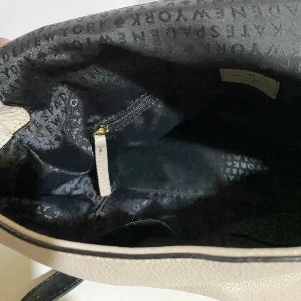 Kate spade grey white black leather satchel handbag